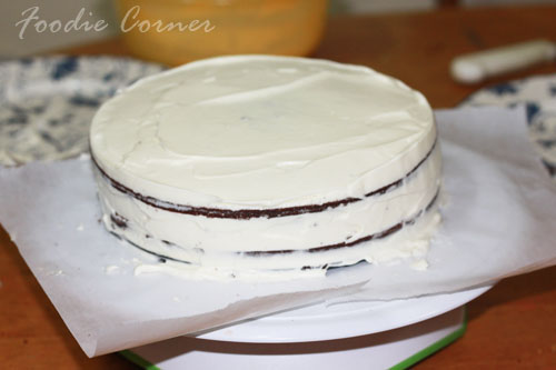 Cake covered with whipped cream